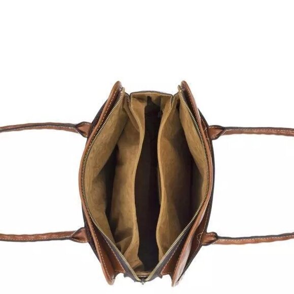 PATRICIA NASH TOOLED LEATHER PARIS SATCHEL/CROSSBODY NWT FLORENCE TAN - Picture 3 of 7